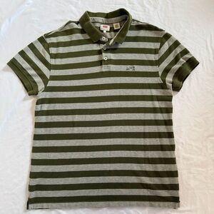 Levi's Olive and Gray Striped Polo Shirt
